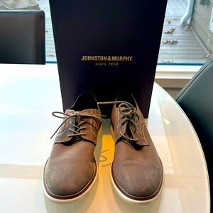 Johnston & Murphy Eaton Plain Toe Nubuck Mens 9.5M Gray